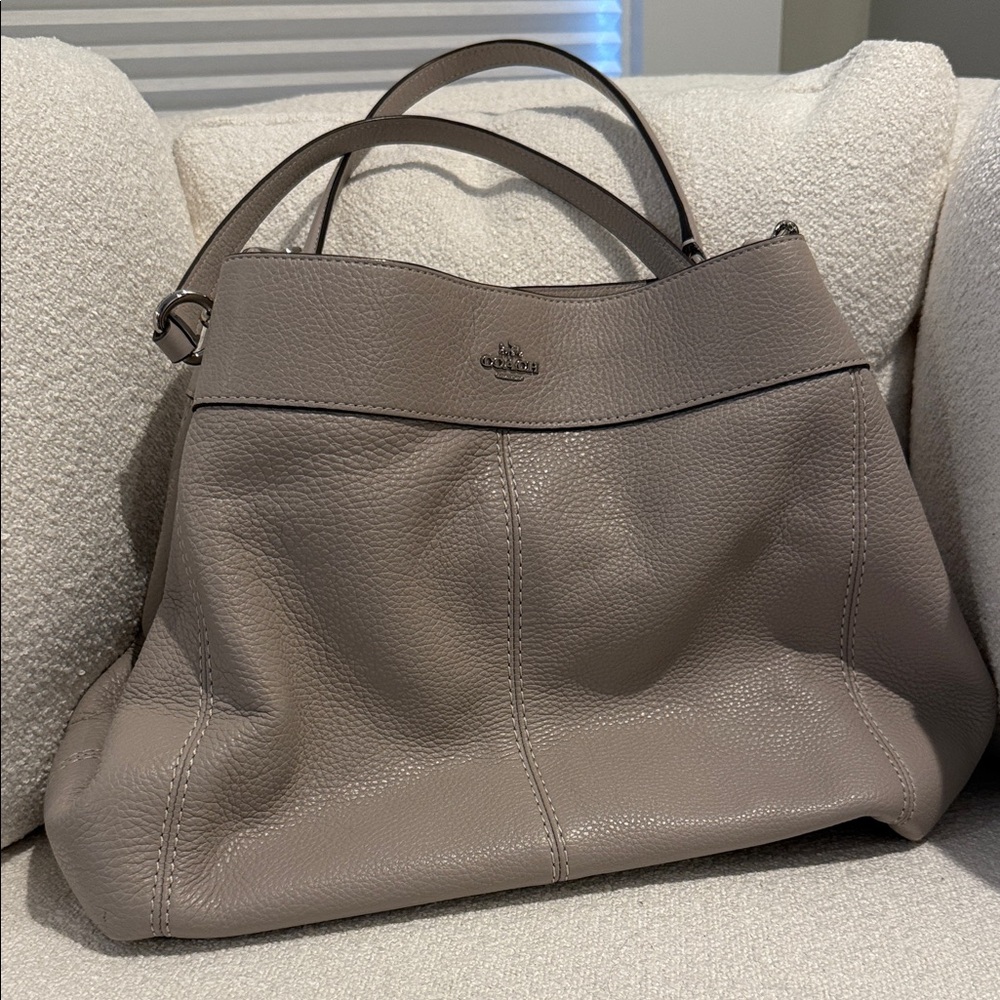 Coach Pebble Leather Shoulder Bag in Taupe